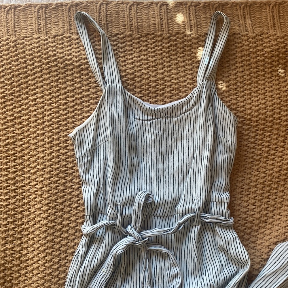 White and black striped jumpsuit